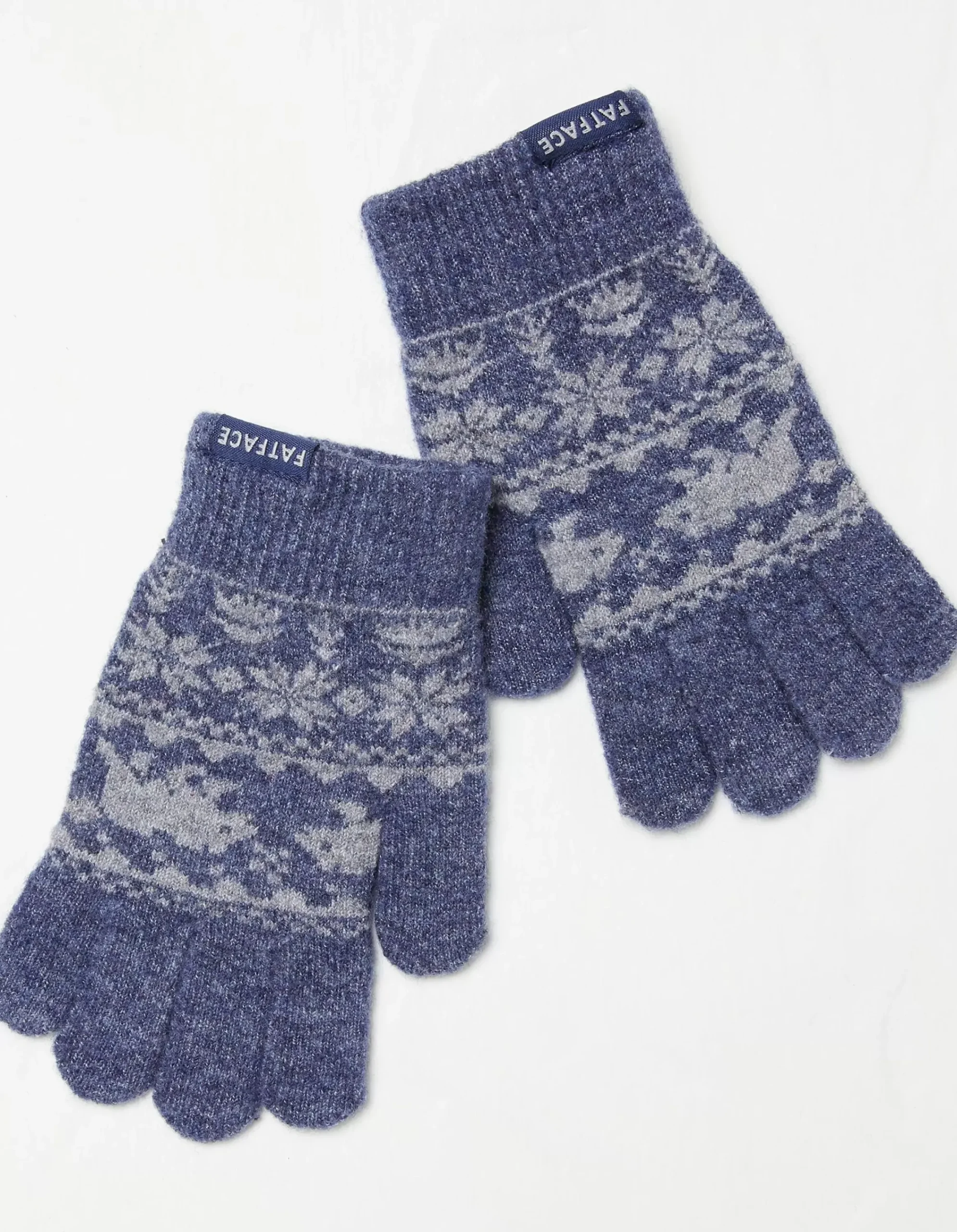 FatFace Bobbi Bear Fairisle Gloves Blue Marl Best