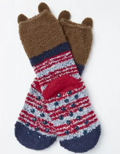 FatFace Bobbi Bear Fluffy Socks Brown
