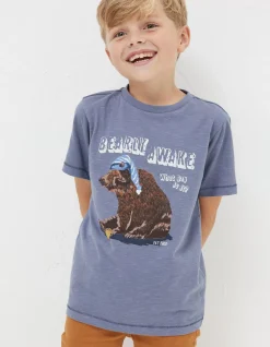 FatFace Bobbi Bear Graphic T-Shirt Blue Sale