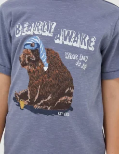 FatFace Bobbi Bear Graphic T-Shirt Blue Sale