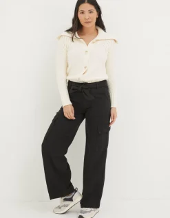 FatFace Bodi Belted Cargo Trouser Washed Black Online