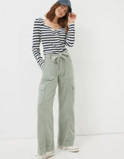 FatFace Bodi Belted Cargo Trouser Sage Green Clearance