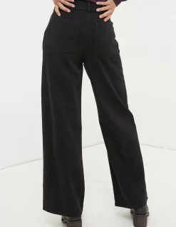 FatFace Bodi Belted Drape Trousers Black Hot