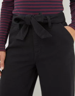 FatFace Bodi Belted Drape Trousers Black Hot