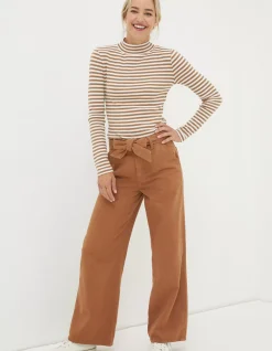 FatFace Bodi Belted Drape Trousers Dark Tan Hot