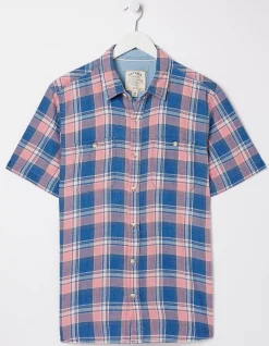 FatFace Bodmin Indigo Check Shirt Light Pink Clearance