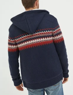 FatFace Borg Lined Fairisle Hoodie Navy Best