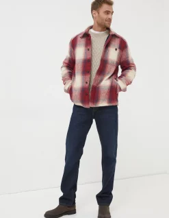 FatFace Boulby Check Overshirt Washed Red