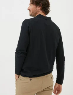 FatFace Braunton Collared Jumper Black Outlet