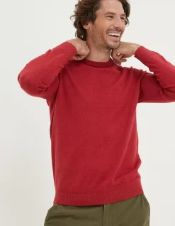 FatFace Braunton Crew Jumper Washed Red