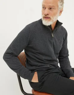 FatFace Braunton Half Neck Jumper Charcoal Grey