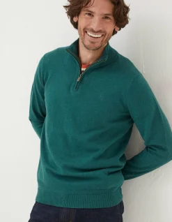 FatFace Braunton Half Neck Jumper Jade Green Outlet