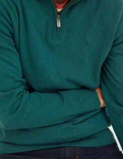 FatFace Braunton Half Neck Jumper Jade Green Outlet
