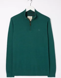 FatFace Braunton Half Neck Jumper Jade Green Outlet