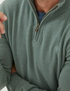 FatFace Braunton Half Neck Jumper Green Haze Best
