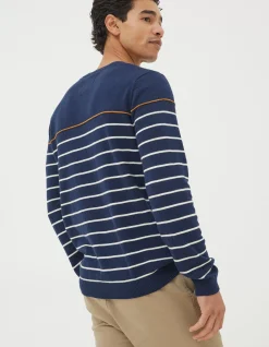 FatFace Braunton Stripe Crew Jumper Navy Best