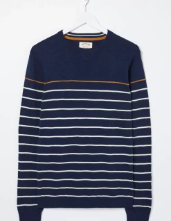 FatFace Braunton Stripe Crew Jumper Navy Best