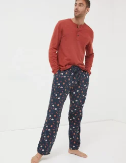 FatFace Breakfast Print Pyjama Bottoms Navy Outlet
