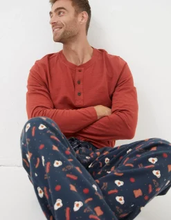 FatFace Breakfast Print Pyjama Bottoms Navy Outlet