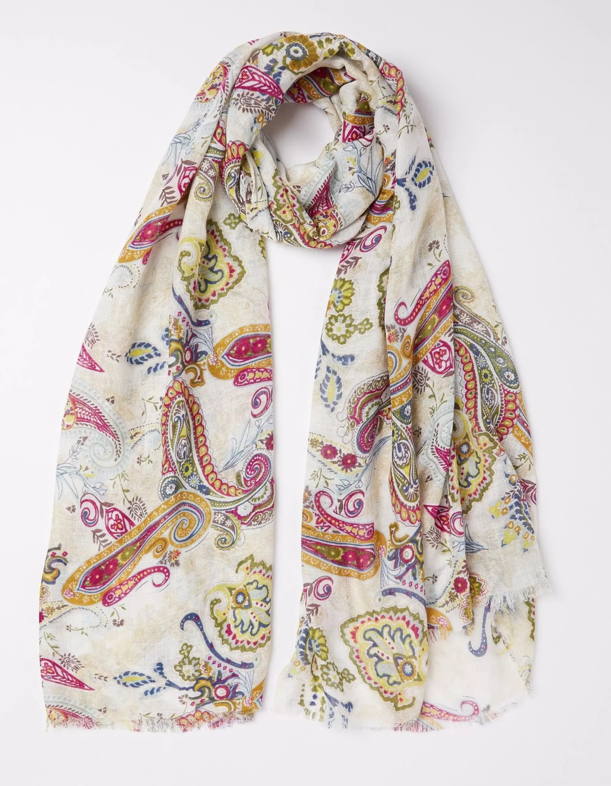 FatFace Bright Paisley Scarf Ivory Best
