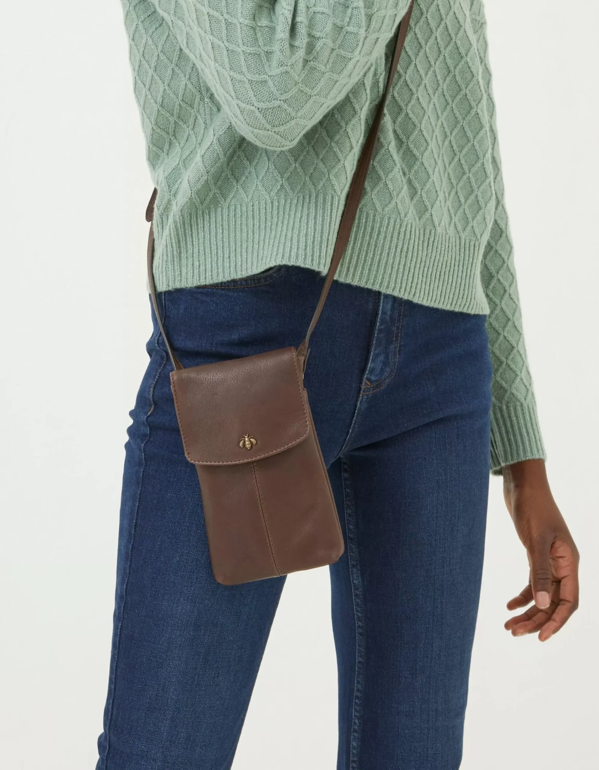 FatFace Bronte Bee Phone Bag Chocolate Brown Online