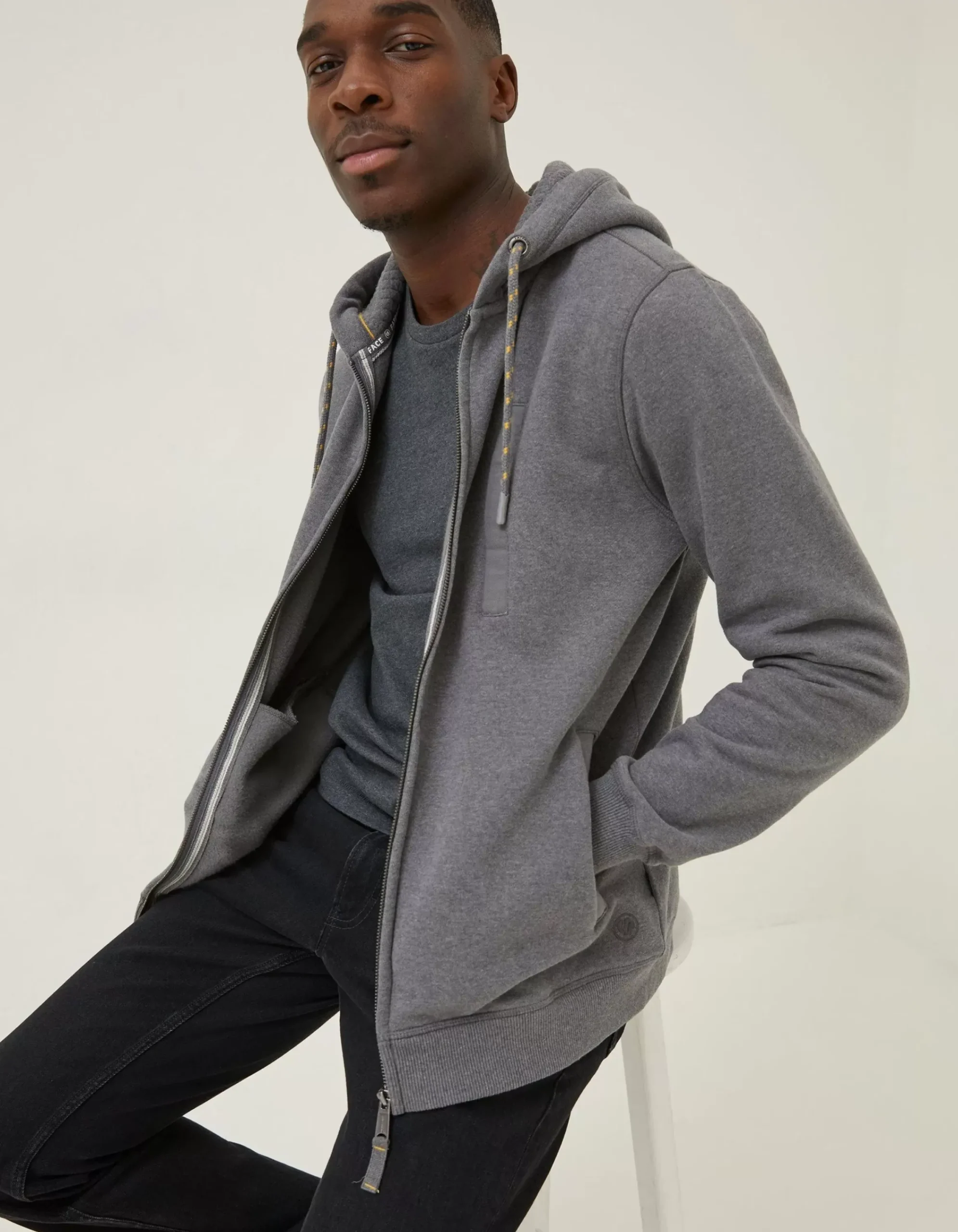 FatFace Brooke Zip Through Hoodie Grey Marl Discount