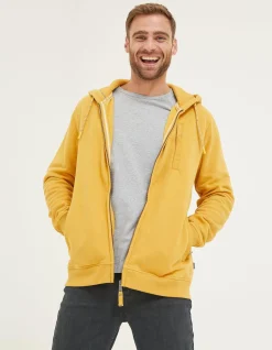 FatFace Brooke Zip Through Hoodie Yellow Clearance