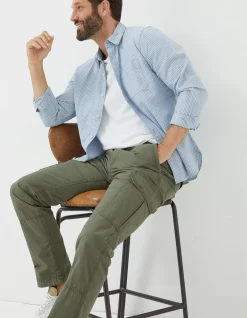 FatFace Bude Straight Cargo Trousers Khaki Green Online