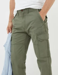 FatFace Bude Straight Cargo Trousers Khaki Green Online