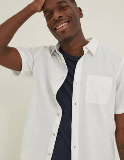 FatFace Bugle Linen Cotton Shirt White Sale