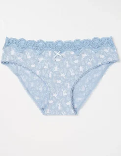FatFace Bunny Print Mini Knickers Blue
