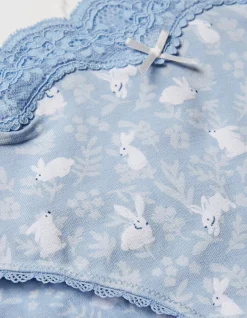 FatFace Bunny Print Mini Knickers Blue