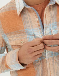 FatFace Burland Ombre Check Shirt Dusky Orange Best