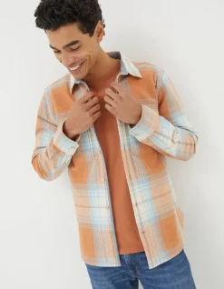 FatFace Burland Ombre Check Shirt Dusky Orange Best