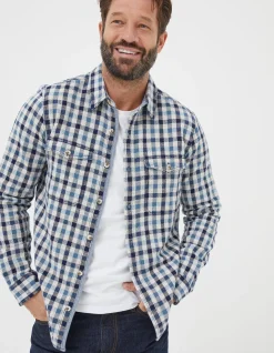 FatFace Buxley Check Shirt Blue Outlet