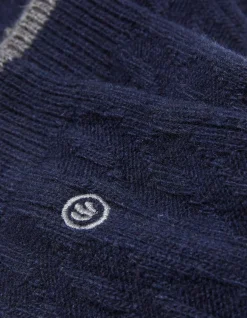 FatFace Cable Merino Socks Navy