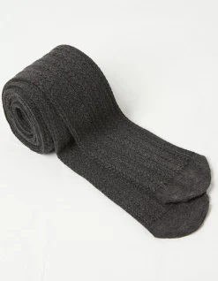 FatFace Cable Tights Charcoal Grey Sale