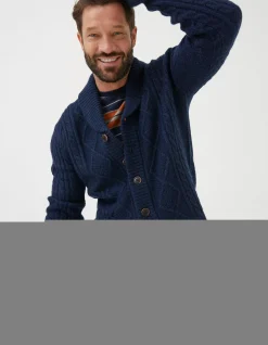 FatFace Calder Cable Cardigan Blue Best