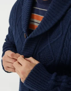 FatFace Calder Cable Cardigan Blue Best