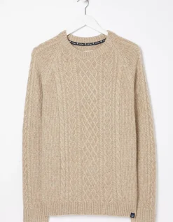 FatFace Calder Cable Crew Jumper Oatmeal Online