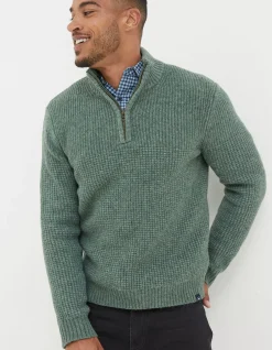 FatFace Calder Half Neck Jumper Green