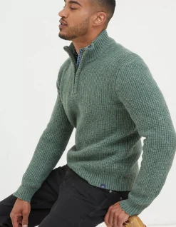 FatFace Calder Half Neck Jumper Green