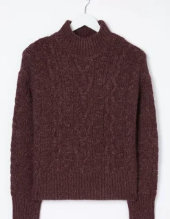 FatFace Cali Cable Knit Jumper Dark Purple Sale