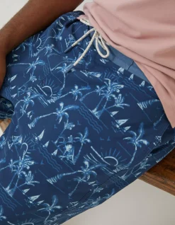 FatFace Camber Beach Print Swim Shorts Navy Best
