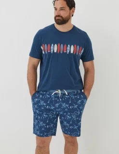 FatFace Camber Beach Print Swim Shorts Navy Best