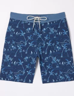 FatFace Camber Beach Print Swim Shorts Navy Best