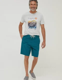 FatFace Camber Geo Print Swim Shorts Teal Green Clearance