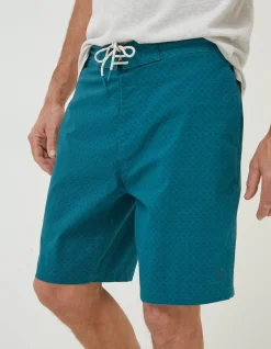 FatFace Camber Geo Print Swim Shorts Teal Green Clearance