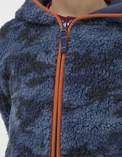 FatFace Camo Fleece Zip Up Hoodie Navy