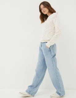 FatFace Caris Carpenter Jeans Light Denim Blue Outlet